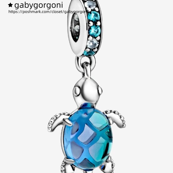 Pandora Murano Glass Sea Turtle Dangle Charm - Picture 1 of 7